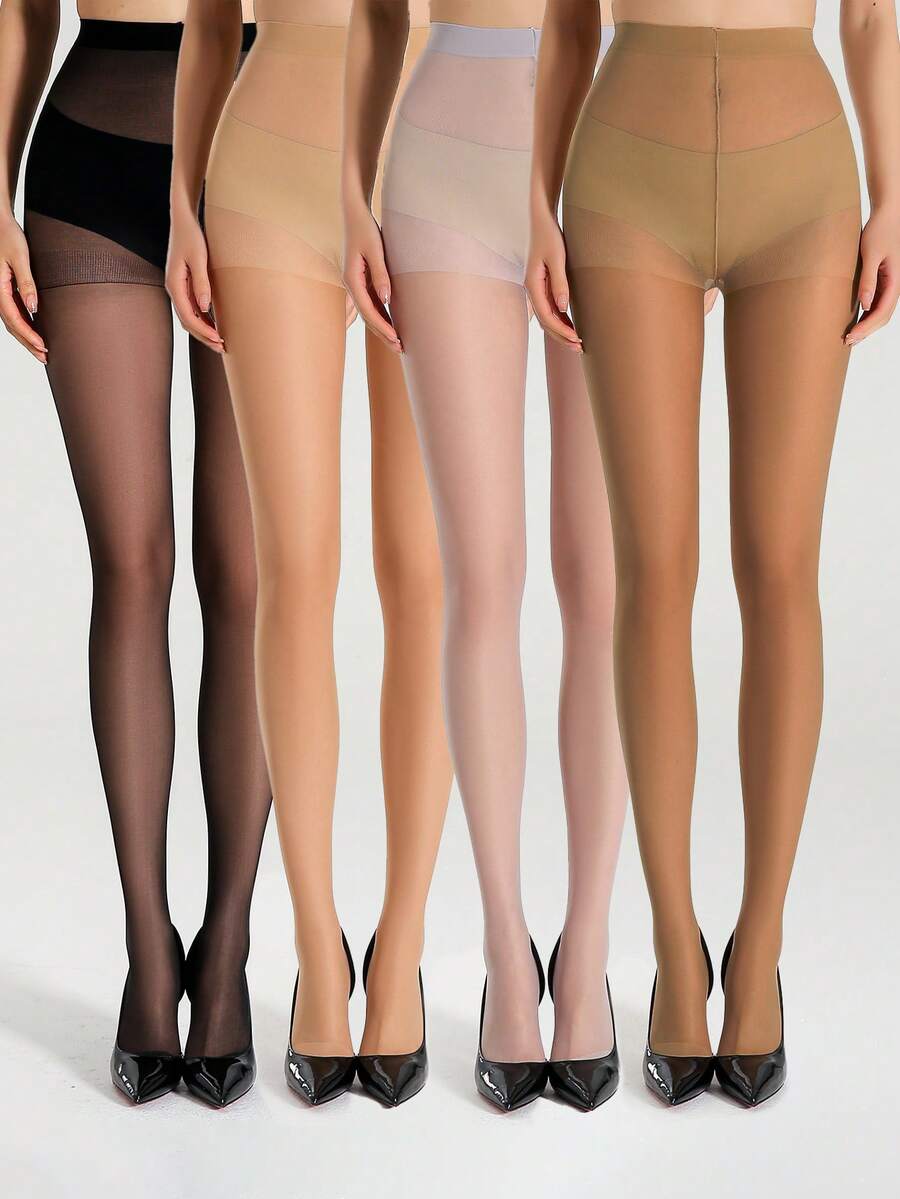 Women's Summer Lightweight Breathable Silk Stockings Pantyhose. Fashionable And Sexy Nylon Stretch High-Waisted Tight Pants. 15D Soft Fabric. Suitable For Daily Business Parties And Festive Occasions. Versatile. - Multicolor - View 1