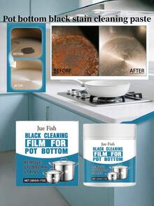 Pasta limpiadora para manchas ennegrecidas en la base de las ollas - Elimina las manchas ennegrecidas, restaura el brillo de los utensilios de cocina, disuelve la grasa - Multicolor - Ver 2