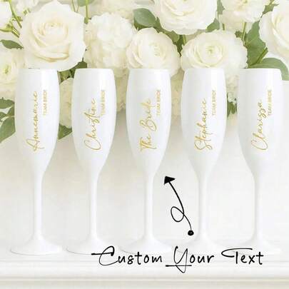 1pc Customized Acrylic Champagne Glass, Customized Plastic Stemware, Made Of PP Material, Shatterproof, Pressure-Resistant, Elegant Plastic Champagne Flute, Suitable For Wedding Toasts, Engagement Parties, Graduation Celebrations, Bachelorette Parties, Bridal Showers, Baby Showers, Birthday Parties, Multi-Functional, Durable, Stylish, Reusable. ,Forever Love