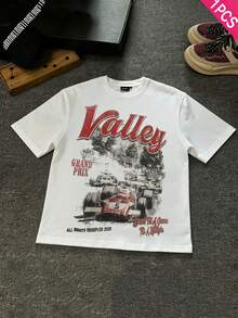 Boys & Teens' Casual Graphic Print Round Neck Short Sleeve T-Shirt, Summer Top - 白色 - 查看 1
