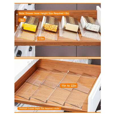 2/4pcs Adjustable Acrylic Spice Rack Organizer, Kitchen Drawer Organizer - Perfect For Storing Spice Jars, Cabinets, Pantry, Countertop And Other Kitchen Accessories, Practical Storage Solution. Ideal Gift For Valentine's Day, Christmas, Father's Day, Mother's Day For Elders Or Friends. Spice Jars Not Included.