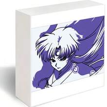 Decorative Wooden Box With Stylized Character Illustration - White Box Featuring Short Spiky White Hair Character With Purple Ornament On Forehead, Serious Expression, Flowing Purple Elements, Shades Of Purple And White With Black Outlines - Perfect For Collectible Storage Or Artistic Display - White - View 6