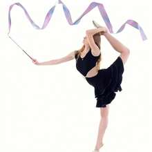 2 Stücke 6.5ft bunte glänzende Sternentänzer-Bänder, geeignet für Gymnastik, Kunstaufführungen, Fitness, Gymnastik-Banddekorationen - Verschiedenfarbig - Übersicht 2