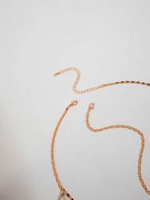 1pc Imoli Fashionable Minimalist Metal Chain Tassel Crystal Geometric Circle Necklace, Women's Party Gift (Handmade, Customizable Chain Length, Varying Crystal Quantity) - Multicolor - View 6