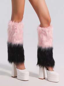 1 Pair Y2K Retro Faux Fur Fuzzy Leg Warmers, Candy Color Tie-Dye Warm Dance Subculture Gothic Style Leg Warmers - Multicolor - View 21