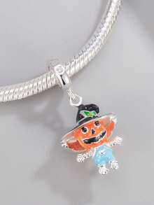 1pc Fashionable Crystal Blue Butterfly Zirconia Pendant Charm Bead, Great DIY Jewelry Gift - Silver - View 3