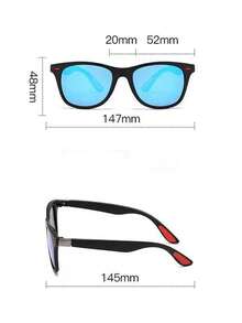 一副男女通用经典时尚眼镜，方形时尚眼镜，防护眼镜，适合旅行、钓鱼、骑行和其他户外活动，百搭时尚，是夏季海滩度假和户外旅行的理想之选。 - 黑色 - 查看 5