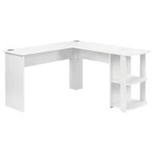 (=WF314182AAA) 140cm Corner Desk, L-Shaped Computer Desk With 2 Shelves, H 75/W 140/L 140cm White - 白色 - 查看 8