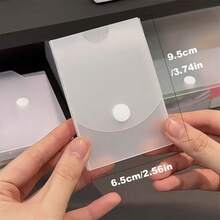 1pc Matte Desktop Card Sticker Storage Box, Rounded Corners Transparent Cover, Can Be Placed Horizontally Or Vertically, Minimalist & Practical Office Organizer, Card Storage Box - Frosted Transparent - View 2