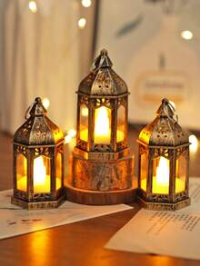 1/4/10pcs Mini Vintage Lantern Shaped Decorative Lights, Battery Operated, Indoor Tabletop Decor Nightlight, Mini Fairy Lights, Suitable For Holidays, Parties, Home Decor, Christmas Tree Decoration, Bedroom Decor - Yellow - View 3