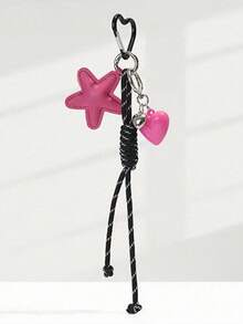 Y2K PU Leather Star Bag Charm, Handmade Nylon Rope Phone Pendant, Ins Single Buckle Tassel Keychain, Bow Star Keyring, Multi-Function Keychain Pendant, Exquisite Backpack Decor Accessories, Gift - Multicolor - View 9