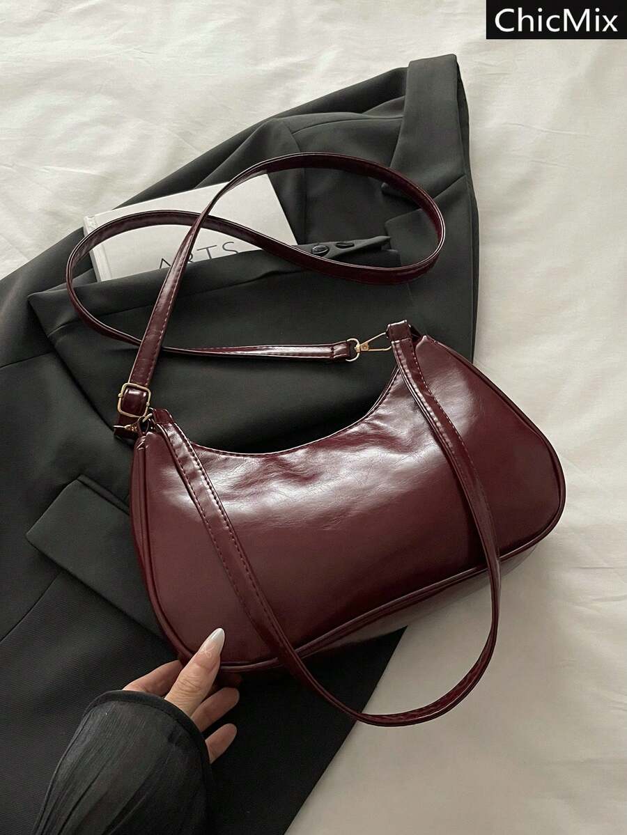 Túi xách da bóng màu trơn tối giản mới cho mùa Thu/Đông, không có mặt dây chuyền, hình lưỡi liềm cổ điển, mềm mại và mịn màng, thích hợp cho mua sắm, đựng ví, đi chơi thường ngày, đặc biệt phù hợp cho phụ nữ trẻ, sinh viên đại học, người mới đi làm và nhân viên văn phòng. Cũng rất phù hợp cho văn phòng, trường đại học, công việc, kinh doanh, đi làm, hoạt động ngoài trời, du lịch và leo núi.