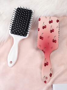 1pc Y2K Kawaii Series Air Cushion Comb, Featuring Unique Bow, Leopard Print, Star, Floral, Cloud, Cherry Motifs In Aesthetic, Straight Hair Brush Made Of Durable PC+TPU Material - Multicolor - View 15
