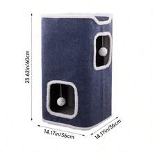 Cat Barrel Kitten Tree Tower Sisal Scratch Post Cosy Climbing Platform Grey Cat Cave & Beds - Multifunctional Cat House With Ball, Cat Condo