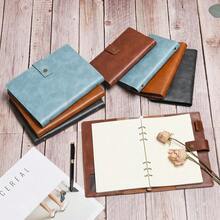 Wonderpool Leather Journal Refillable Notebook Spiral Diary Binder Portfolio - A5 Dot Grid Paper & Inner Pockets For Travel Work And Personal Organizer (Lake Blue, A5) - 湖藍 - 查看 5