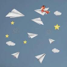 1pc Paper Airplane Wall Stickers, Self-Adhesive Paper, Suitable For Home Decoration, Room Decoration, Wall Decoration, Living Room And Bedroom Decoration, PVC Material, Waterproof And Removable - Multicolor - View 4