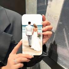 1PC Phone Case ,  Couple Walking On Beach , Stylish Phone Case, Phone Decoration, All-around Lens Protection, Creative Small Gift, Funny Gift for Boys and Girls - Negro - Ver 5
