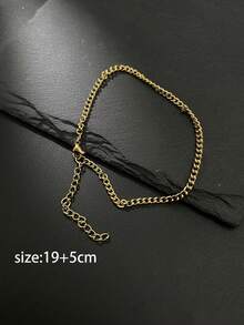 Ein Stück minimalistische goldene Edelstahl Gliederkette Armband für Männer, klassischer und vielseitiger Sportstil - Gold - Übersicht 2