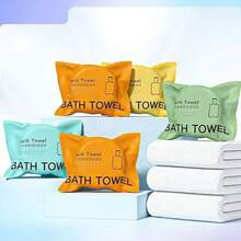 Large Compressed Bath Towel, Disposable Cotton Towel, Portable & Reusable, Suitable For Camping, Beach, Swimming And Travel