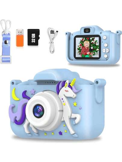 Cámara para Niños, 1080p HD Cámara Digital para Niños,Camara Fotografica con Tarjetas de Memoria 32G Y Lector,Cámara Digital Cámaras duales HD, Regalo de Cumpleaños, Navidad (Morado),39172231