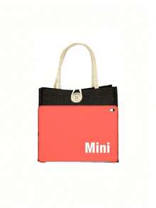 Cute Puppy Themed Printed Linen Handbag With Button Closure And Sporty Style Design, Featuring A Puppy And "Dogs Make Me Happy". Sacred, Warm, Festive Household Items - Multicolor - View 7