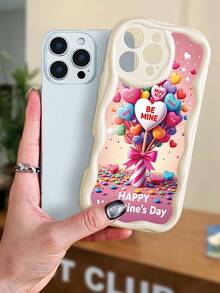 Valentine's Day Themed Phone Case With "Be Mine" Heart Balloons And "Happy Valentine's Day" Print, Compatible With IPhone 17/16/15/14/13/12/11, Latest Drop - Proof Design With Enhanced Camera Protection, Multi - Color Options, Comfortable Grip - 白色 - 查看 3