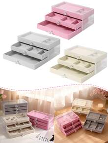 1/3 Tier Transparent Jewelry Storage Box, Jewelry Organizer For Rings, Necklaces, Bracelets, Earrings, Women's Holiday Gift, Anniversary Present - Doge - View 9