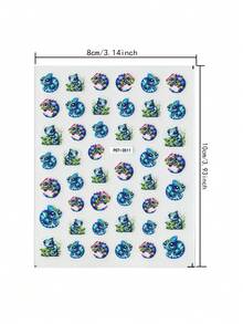 1pc Cute Chameleon Color Changing Nail Art Sticker, Self-Adhesive Shiny Nail Decor, Green Leaf Design, Cartoon Theme, Asymmetrical Shape, Suitable For Women One-Time Use DIY Nail Salon Supplies Nails - Multicolor - View 2