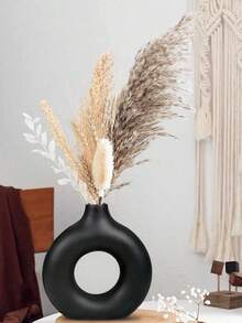 1个现代简约装饰花瓶，空心圆形哑光藤编花瓶，1个白色花瓶，适用于波西米亚风格家居、婚礼、派对餐桌装饰 - 彩色 - 查看 14