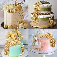 75克金属珠光珠 - 不可食用蛋糕和纸杯蛋糕装饰，适用于婚礼、婴儿派对、生日、圣诞节庆祝活动、圣诞装饰、圣诞礼物 - 彩色 - 查看 4