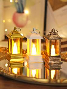 1个迷你手持LED装饰灯笼，电池供电，家居装饰迷你夜灯，房间装饰LED蜡烛灯笼，室内桌面装饰迷你灯笼，适用于派对、餐桌、婚礼装饰 - 黃光 - 查看 1