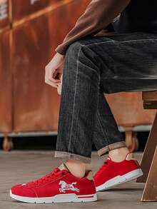 Giày thể thao nam slip-on đa năng phiên bản giới hạn năm Ngựa 2026, đế mềm, kiểu dáng casual. - Đỏ - Xem 9