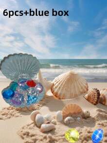 6pcs Diving Gemstone Pool Toys Colorful Diamond Set, With Large Treasure Chest Pirate Box Underwater Gem Diving Toss Toy Set, Swimming Training Gift Toys