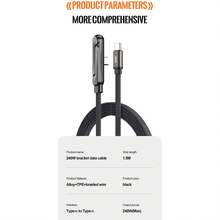 240W快充可折叠编织数据线，适用于15英寸苹果手机，也可作手机支架使用 - 灰色 - 查看 6