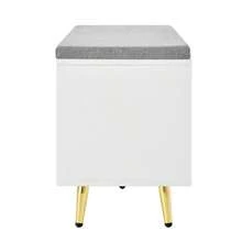 Shoe Bench, Shoe Rack With Seat, Bench With Seat Cushion, Shoe Cabinet With Storage Space, Wardrobe Bench, White, Dimensions: W 121 * D 35 * H 49 Cm - Gray+White - View 8