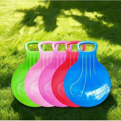 1pc Thick Round Snow Sled, Wear-Resistant Thick Sand/Grass Sled Board