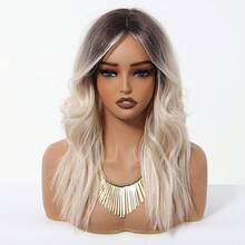 20inch Ombre Blonde Wavy Bob Wig For Women - Shoulder Length, Middle Part, Heat Resistant Synthetic Fiber, Natural Looking, Blonde Wig,Dopamine Style,Beauty Holiday Essentials,Musthave For Beginners,High Quality,Wigs For Women, And Versatile,Versatile For Daily & Party&Cosplay&Festival&Music Festival Parties Use ,Elegant Style , Fashion Must-Haves - Blonde Ombre - View 2