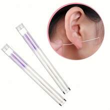 60pcs Unscented Ear Piercing Cleaning Line, Plastic Ear Care Tool, Men And Women Ear Piercing Cleaning Line, Anti-Clogging Ear Piercing Cleaning Line - Purple - View 5