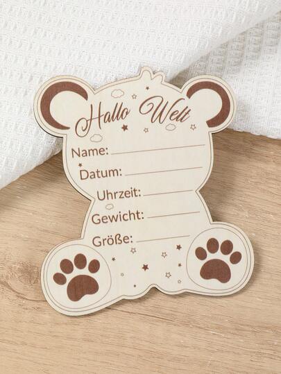 1 st "Hello World" träskylt för födelsemeddelande, könsavslöjande kort för nyfödda, modern tysk "Hallo Welt" välkomstskylt för nyfödda, första födelsedags- och doppresent, babyshowerdekor, ramlöst konstgjort träminnesmärke med namn, datum, längd och vikt, fotorekvisita för heminredning, 1-årsfestdekoration, babyshowerpresent, könsavslöjande dekoration, babyfestdekoration, 1-årspresent