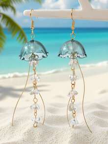 1 Pair Women's Jellyfish Earrings - Geometric Tassel, Lightweight Dangle Earrings With Shiny Jellyfish Pendant, Suitable For Beach Parties, Summer Outings And Daily Wear, A Perfect Gift For Women - Earrings - View 6