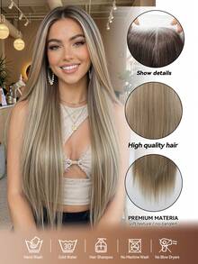 13x4 HD Lace Front Wig: Silky Long Ombre Brown – Undetectable Hairline, Breathable & Fluffy For Effortless Gorgeous Looks Synthetic Lace Wig - Multicolor - View 5