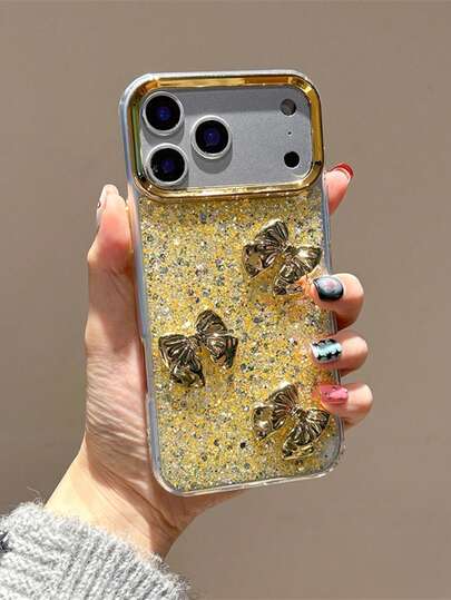 Funda de teléfono con lazo brillante compatible con iPhone 17, 16, 15, 14, 13