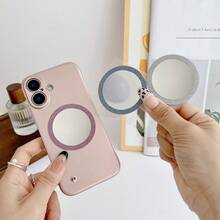 1 pezzo Bobina magnetica senza fili lucida con anello magnetico e specchio, design ultra sottile, adatto per il trucco, compatibile con anello magnetico - Anello magnetico, compatibile con custodia protettiva per ricarica senza fili magnetica, adatto per iPhone 17/16/15/14/13/12 Pro Max, Galaxy e accessori Android - Multicolore - Visualizzare 6