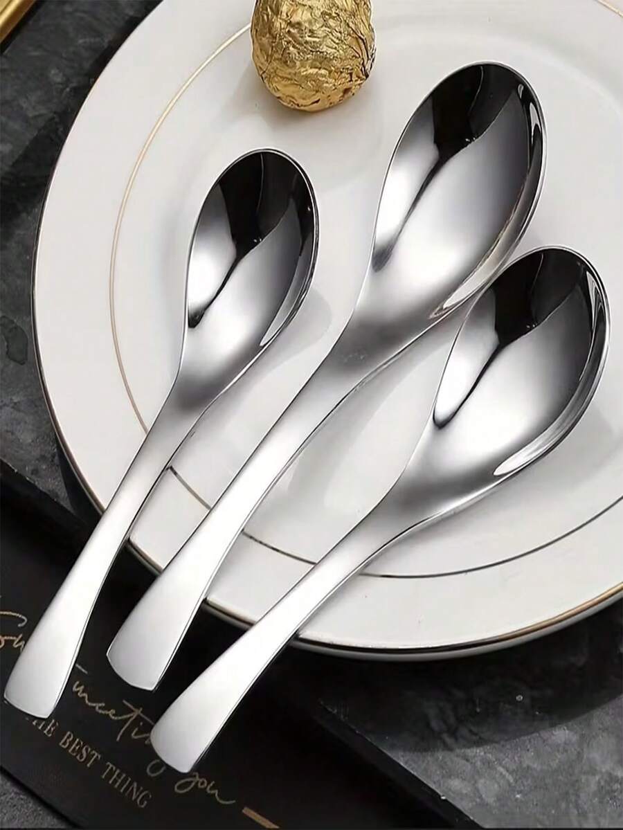 1pc/2pcs/6pcs Premium Stainless Steel Dinner Spoons, Classic Minimalist Design, Dishwasher , Suitable For Teachers, Christmas, Halloween, Harvest, Thanksgiving, Weddings, Perfect For Christmas And Thanksgiving Gifts - Silver - View 1