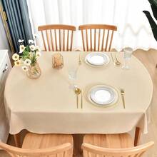 [Free Shipping]Oval Tablecloth 52x70 Inch Polyester Fabric Table Cloth Solid Beige Heavy Duty Table Cover Washable For Dinning Home Party - Beige70inchx52inchOval - View 4