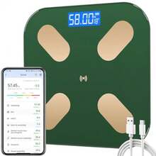 CYPNEscala de Grasa Corporal Escala de Grasa Inteligente con Pantalla LCD Analizador de Composición Corporal Conexión via Bluetooth al App Medición de La Temperatura Compatible iOS y AndroidFashion - 219613624 - Ver 2