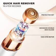 Máy cạo râu và tỉa lông mày 2 trong 1 Conduroma dành cho nữ – Máy cạo râu điện mạ vàng 18K với đèn vòng, thiết kế vòng kép nổi. - Mô hình nâng cấp - Xem 8