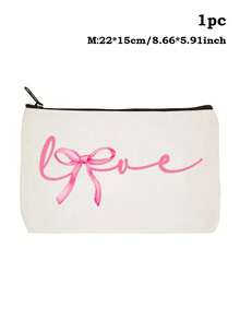 1/2个可爱爱心帆布手提袋，单面印花，可重复使用购物袋，大容量，帆布材质，爱心礼物，情人节礼物，浪漫情人节礼物，休闲风格 - 彩色 - 查看 32