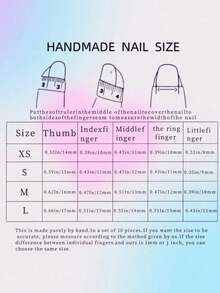 1 Piece Of Handmade Press-On Nail Art, Y2K Style, False Nails, Square Nails, Sweet Yet Cool Retro Nail Art, 3D Bow Rhinestone False Nails, Blue And Pink Glitter Leopard Print False Nails, Cute Nails, Valentine's Day Nail Art, High-End Quality, Reusable, Suitable For Women And Girls To Wear Daily Or On Holidays, And Also Makes A Gift. - Multicolor - View 7