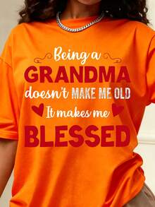Women's T-Shirt Being A Grandma Doesn't Make Me Old It Makes Me Heart Print Graphic Tee For Grandmother Gift Mother Day Present Family Love Shirt Holiday Wear For St Patrick's Day Easter Carnival Celebration Outfit - trái cam - Xem 2
